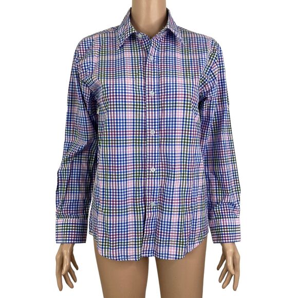 Vittorino Shirt Mens Large Multi Colored Button Front Small Checks - Picture 1 of 5